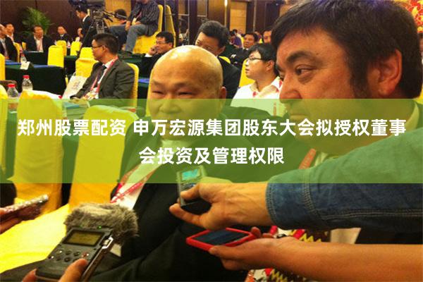 郑州股票配资 申万宏源集团股东大会拟授权董事会投资及管理权限