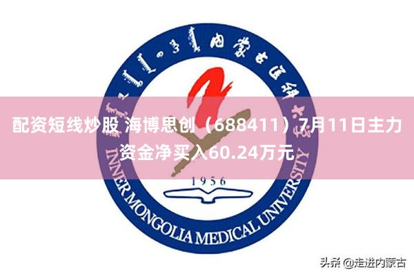 配资短线炒股 海博思创（688411）7月11日主力资金净买入60.24万元
