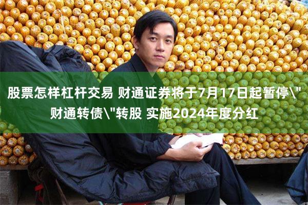 股票怎样杠杆交易 财通证券将于7月17日起暂停＂财通转债＂转股 实施2024年度分红