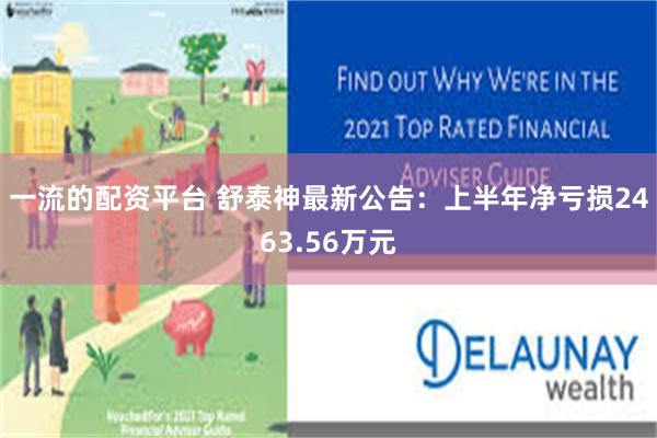 一流的配资平台 舒泰神最新公告：上半年净亏损2463.56万元