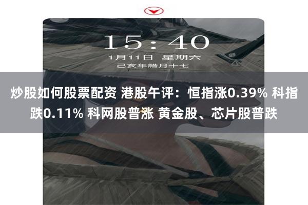 炒股如何股票配资 港股午评：恒指涨0.39% 科指跌0.11% 科网股普涨 黄金股、芯片股普跌