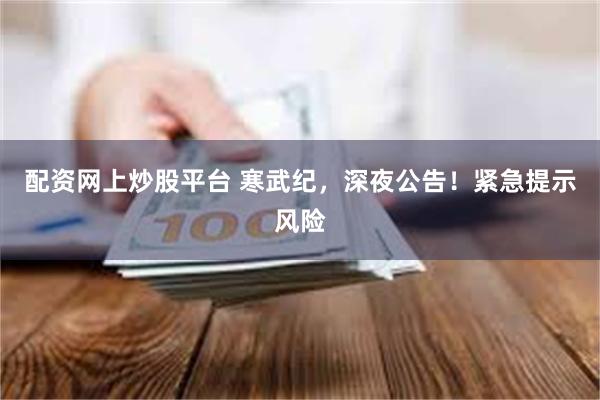 配资网上炒股平台 寒武纪，深夜公告！紧急提示风险