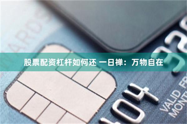 股票配资杠杆如何还 一日禅：万物自在