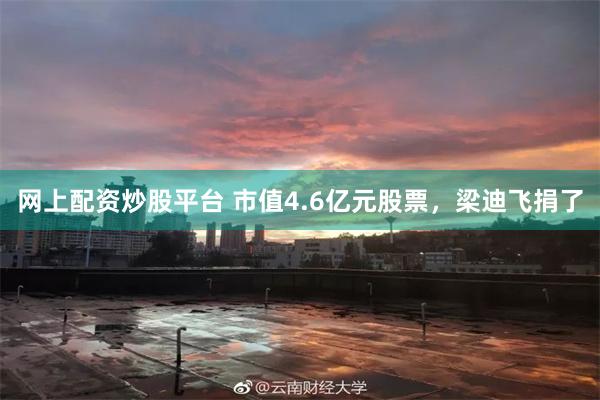 网上配资炒股平台 市值4.6亿元股票,梁迪飞捐了