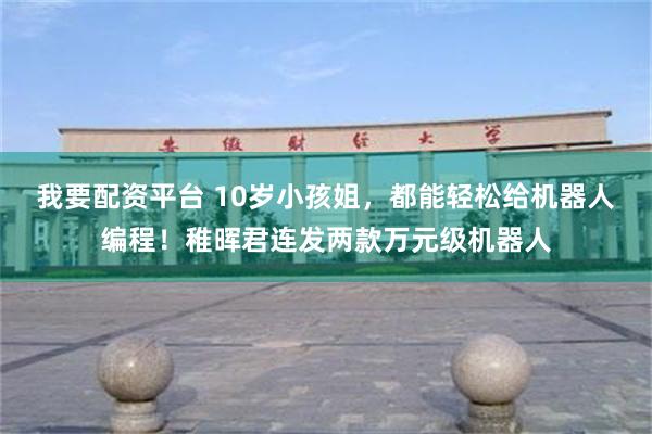 我要配资平台 10岁小孩姐，都能轻松给机器人编程！稚晖君连发两款万元级机器人