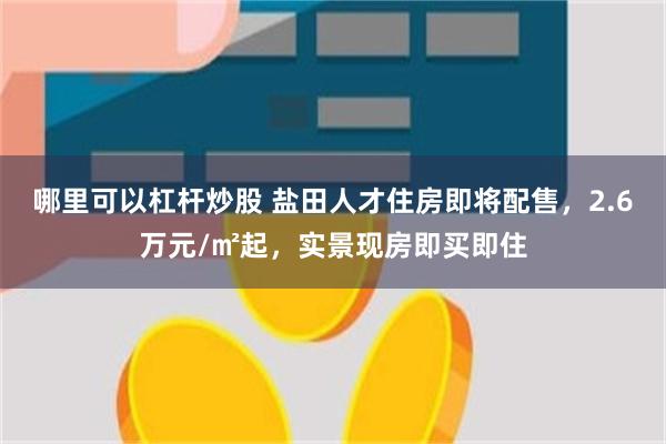 哪里可以杠杆炒股 盐田人才住房即将配售，2.6万元/㎡起，实景现房即买即住
