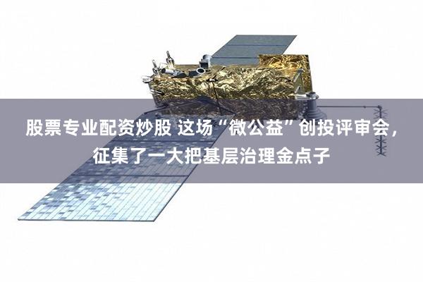 股票专业配资炒股 这场“微公益”创投评审会，征集了一大把基层治理金点子